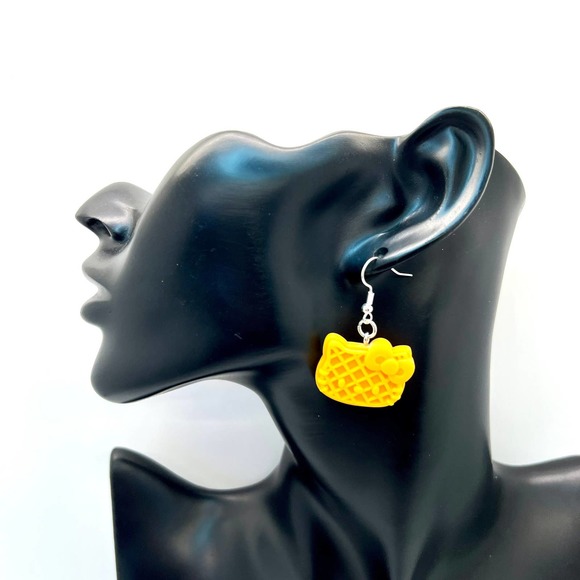Hello Kitty Earrings - Waffle Earrings - Sanrio Earrings - Breakfast Earrings - Picture 10 of 10
